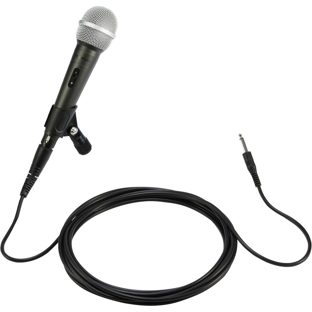 Amazon Basics Dynamic Vocal Microphone with Cable for Podcasting Karaoke